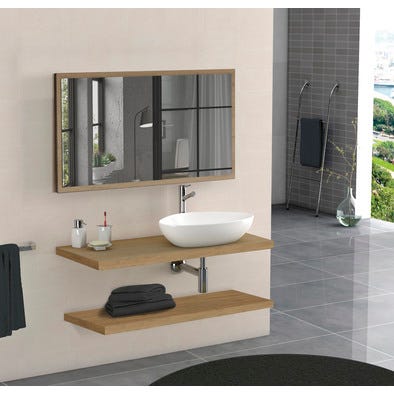 Miroir de salle de bain décor chêne miel l.120 x H.80 x Ep.2 cm Altantis 1