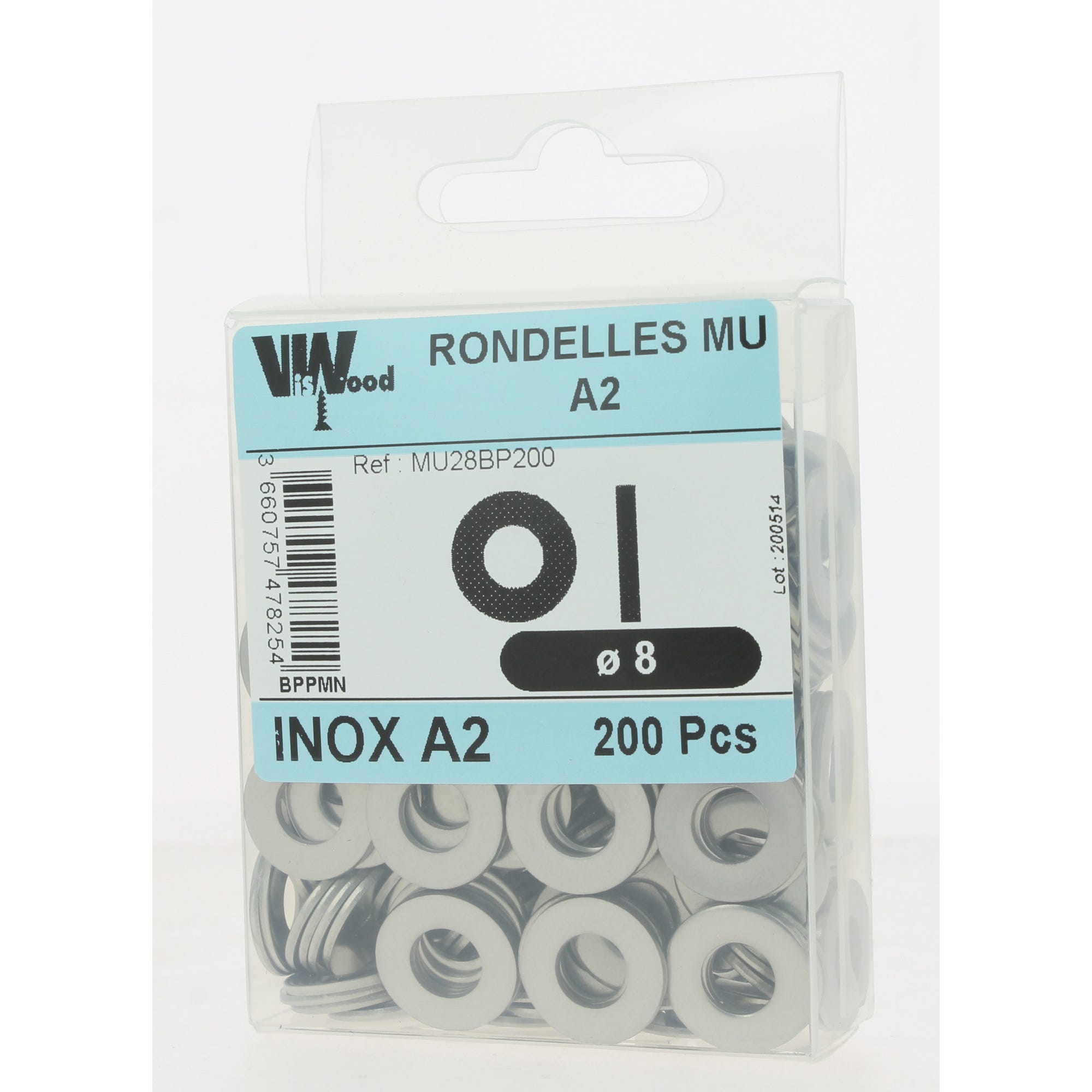 Lot de 200 rondelles moyennes inox A2 D.8 x 18 mm - VISWOOD 1