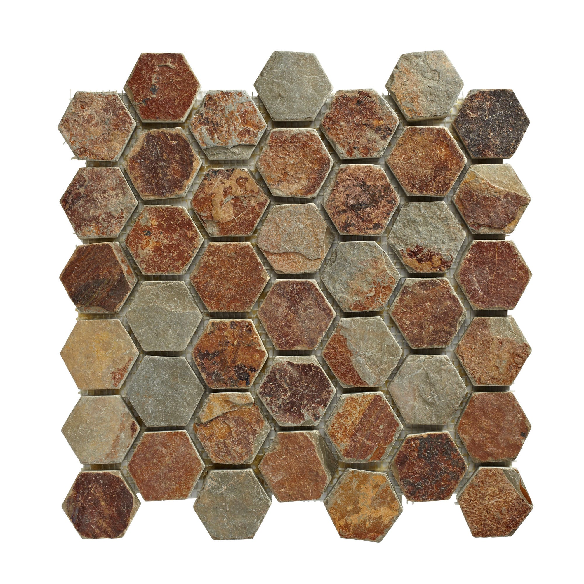 Mosaïque pierre naturelle multicolor hexagone 0