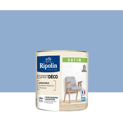 Peinture intérieure multi-supports acrylique satin teintéé en machine bleu mincio CH2 0612 0,5 L Esprit déco - RIPOLIN 1
