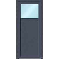 Porte de service PVC 1/4 vitrée Bicolor poussant droit H.200 x l.80 cm