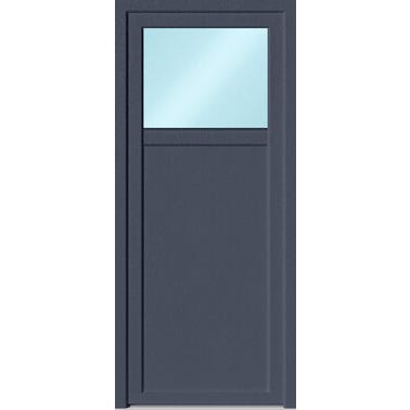 Porte de service PVC 1/4 vitrée Bicolor poussant droit H.200 x l.80 cm 0