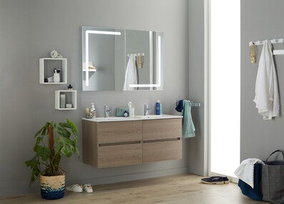 Caisson Suspendu De Salle De Bain Avec Tiroirs Chene L 59 X H 54 X P 45 Cm Ready Bricoman