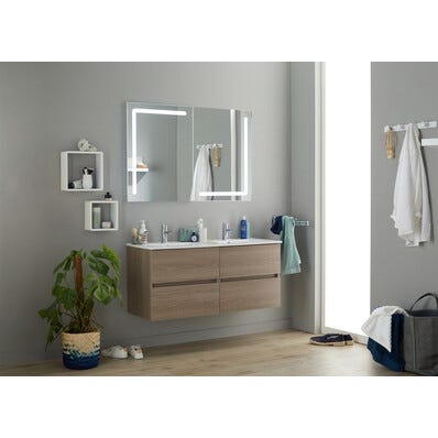 Caisson Suspendu De Salle De Bain Avec Tiroirs Chene L 59 X H 54 X P 45 Cm Ready Bricoman