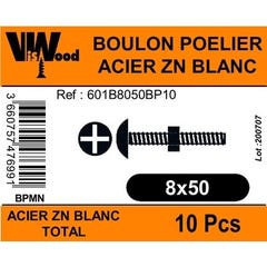 Boulon poêlier zingué 8 x 50 mm 10 pièces - VISWOOD 0
