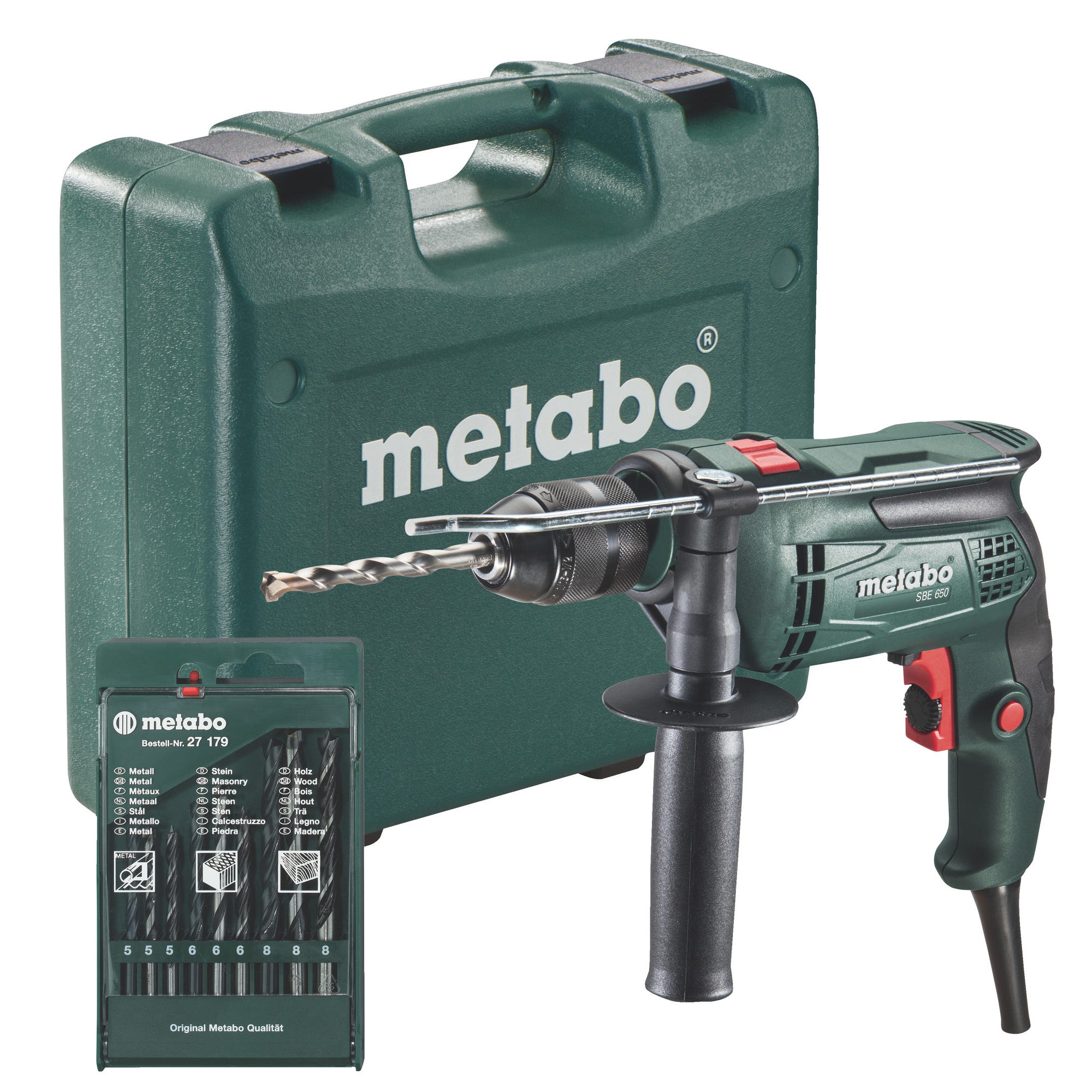 Perceuse à percussion filaire sbe650 + 13 forets - METABO 0
