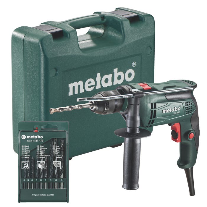 Perceuse à percussion filaire sbe650 + 13 forets - METABO 0