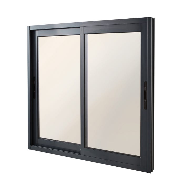 Fenêtre aluminium H.105 x l.120 cm coulissant 2 vantaux gris 3