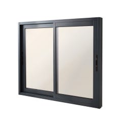 Fenêtre aluminium H.125 x l.120 cm coulissant 2 vantaux gris 2