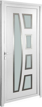 porte d entree aluminium blanche poussant gauche h 215 x l 90 cm milano bricoman