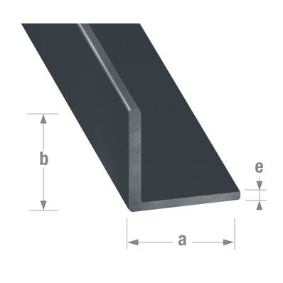 Cornière aluminium laqué noir l.15 x Ep.15 mm, L.250 cm 0
