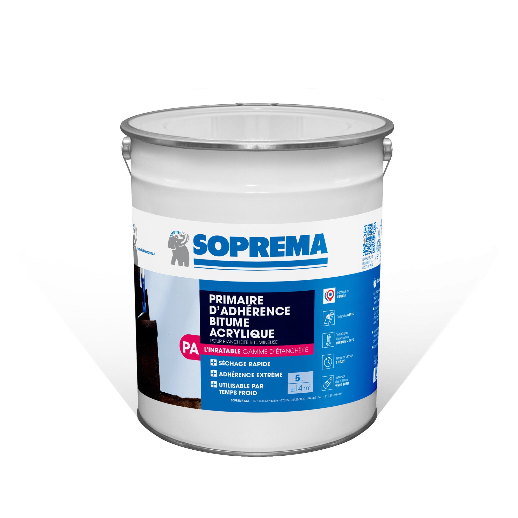 Primaire d'adhérence bitume acrylique pour étanchéité bitumineuse 5L - SOPREMA 0