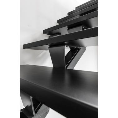 Escalier double quart tournant gris/wengé noir MAS 1.4 050 inox Larg.75 cm 0