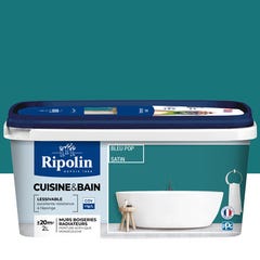 Peinture intérieure multi-supports acrylique satin bleu pop 2 L Cuisine & bain - RIPOLIN