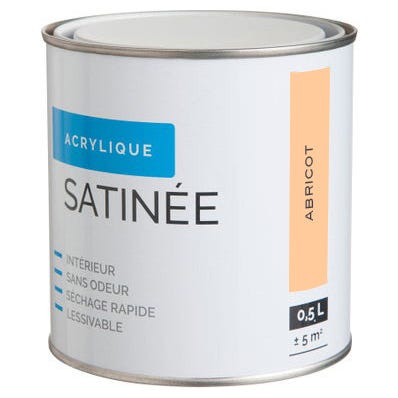 Peinture intérieure multi-supports acrylique satin abricot 0,5 L 0