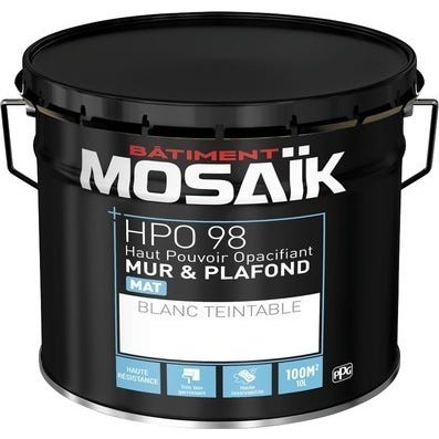 Peinture Interieure Murs Et Plafonds Acrylique Mat Blanc 10 L Hpo Mosaik Bricoman