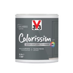 Peinture intérieure multi-supports acrylique satin gris ardoise 0,5 L - V33 COLORISSIM 0