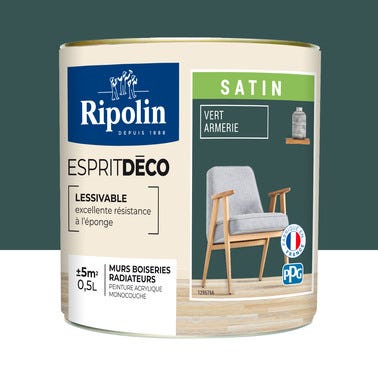 Peinture intérieure multi-supports acrylique satin vert armerie 0,5 L Esprit déco - RIPOLIN 2