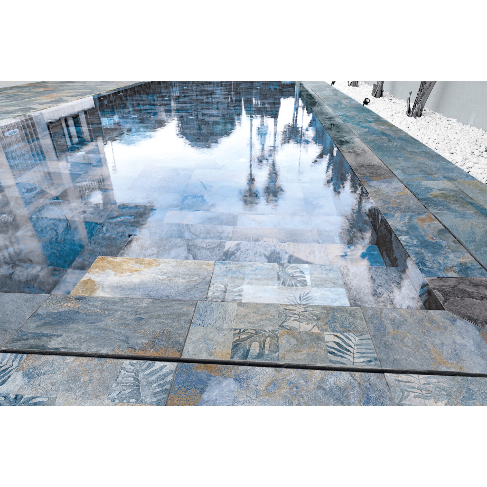 Carrelage sol extérieur effet pierre l.30 x L.60 cm - Décor Aspen Blue 0