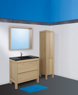 Meuble De Salle De Bain Effet Bois L 90 X H 87 X P 50 Cm Erwan Bricoman