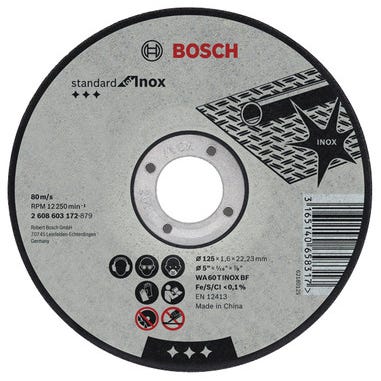 10 disques à tronçonner inox Diam.125 mm - BOSCH 0