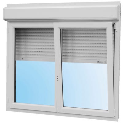 Fenêtre PVC H.75 x l.60 cm oscillo-battant 1 vantail tirant droit avec volet roulant intégré blanc 3