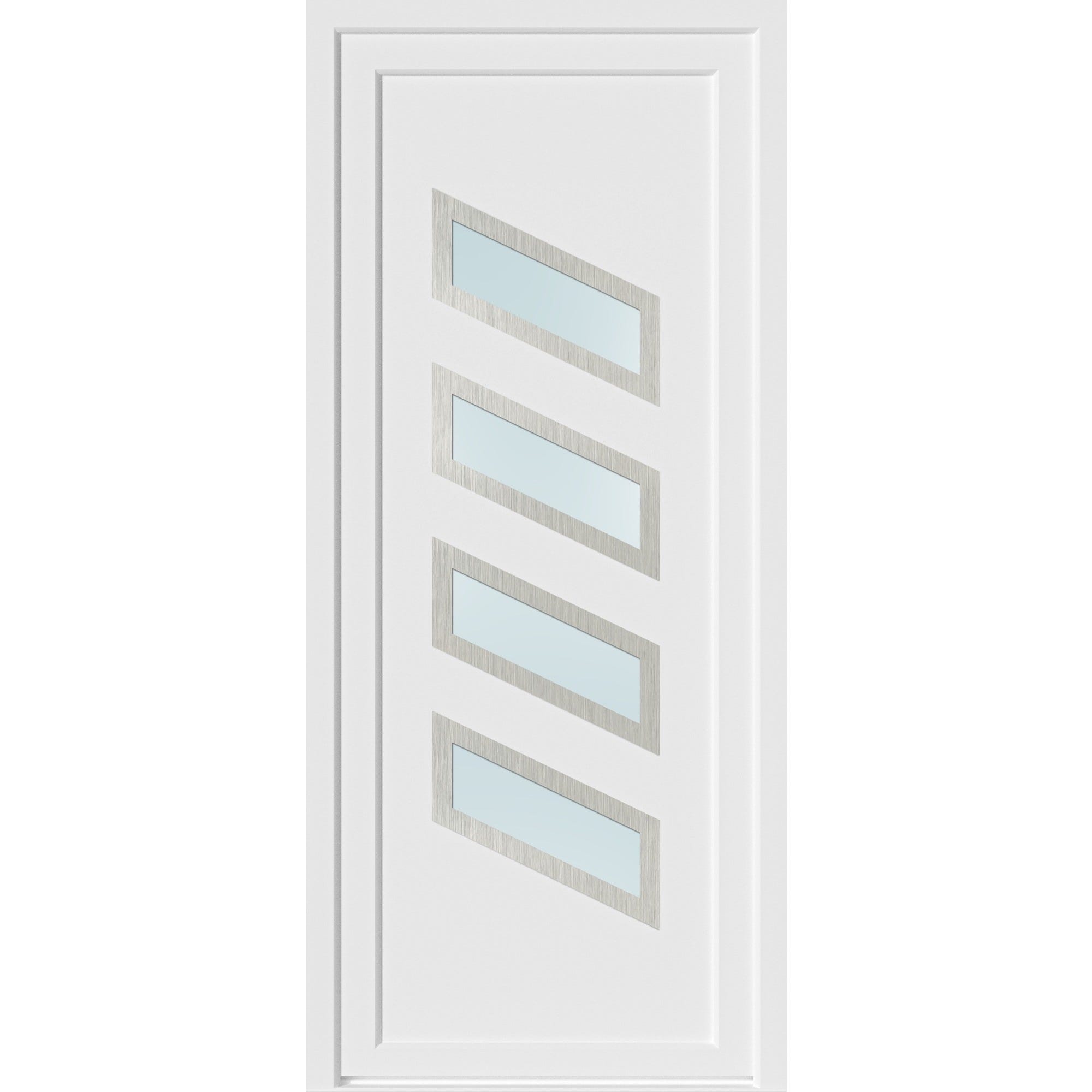 Porte d'entrée PVC blanc poussant droit H.215 x l.90 cm Saturne 0