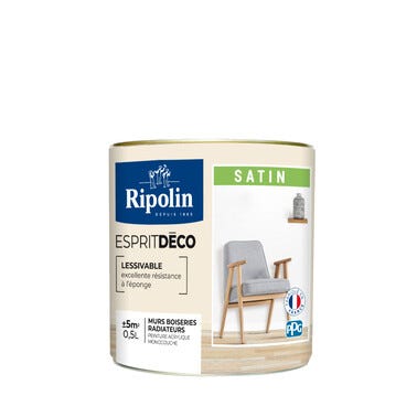 Peinture intérieure multi-supports acrylique satin teintéé en machine blanc aspen CH2 0031 0,5 L Esprit déco - RIPOLIN 2