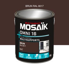 Peinture 2en1 int./ext. multisupport acrylique mat brun RAL8017 2 L OMNI16 - MOSAIK 0