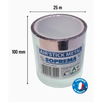 Ruban adhésif pour isolant mince métallisé Air'Stick Métal SOPREMA® 25m x 100mm 0