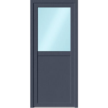 Porte de service PVC demi vitrée Bicolor poussant gauche H.200 x l.80 cm 0