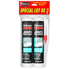 Lots de 2 cartouches silicone joint sanitaire RUBSON Transparent 280ml 0
