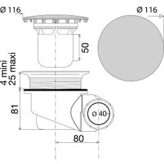 Bonde de douche La Goulue multidirectionnelle capot ABS pour receveur Ø 90 mm  2
