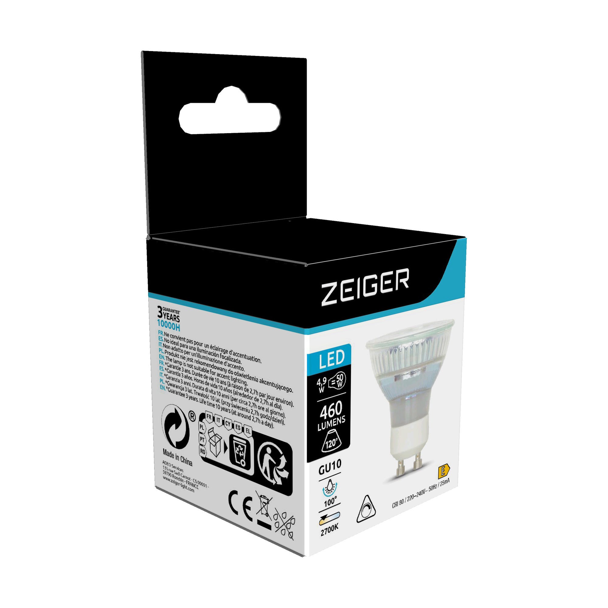 Ampoule LED GU10 blanc chaud - ZEIGER 1
