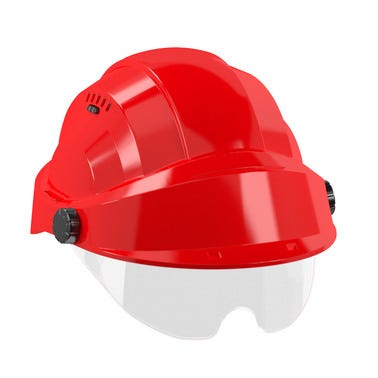 Casque de chantier rouge visière rouge - lunette ORIZON - TALIAPLAST  0