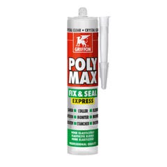 Mastic colle de montage crystal 300 g Polymax Fix & Seal Express - GRIFFON