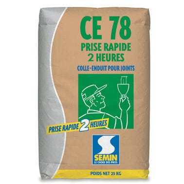 Colle-enduit pour joint CE78 rapide 2h sac de 25 kg - SEMIN