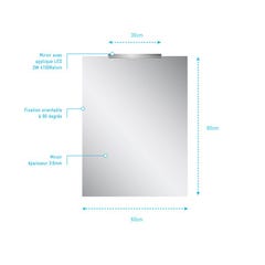 Miroir avec led réglette 80 x 60 cm ATOS
