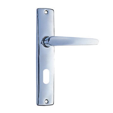 ensemble poignees de porte sur plaque entraxe 165 mm chrome cle l zamack chainey bricoman