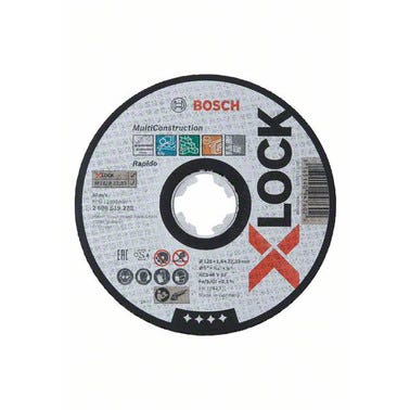 Disque à tronçonner X-Lock multimatériaux moyen plat Diam.125 x 1,6 mm - BOSCH 0