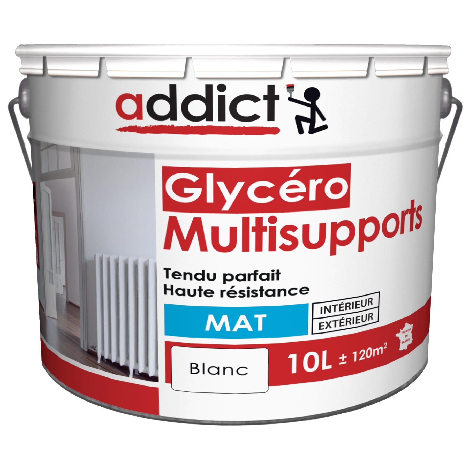 Peinture intérieure et extérieure multi-supports glycéro mat blanc 10 L - ADDICT 0