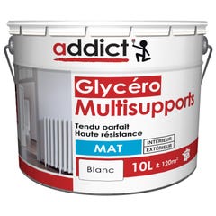 Peinture intérieure et extérieure multi-supports glycéro mat blanc 10 L - ADDICT