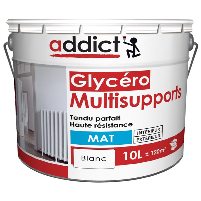 Peinture intérieure et extérieure multi-supports glycéro mat blanc 10 L - ADDICT 0