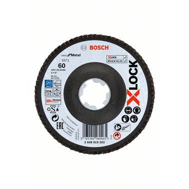 Disque à lamelles X-Lock grain 60 plateau fibre pour meuleuse X-Lock Diam.125 mm - BOSCH PROFESSIONNEL 0