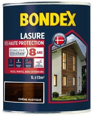 lasure tres haute protection 8 ans bondex chene rustique 1l bricoman