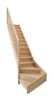 Escalier Quart Tournant Gauche Bas En Sapin Bricoman