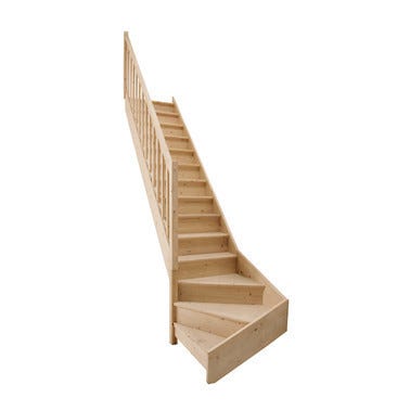 Escalier Quart Tournant Gauche Bas En Sapin Bricoman