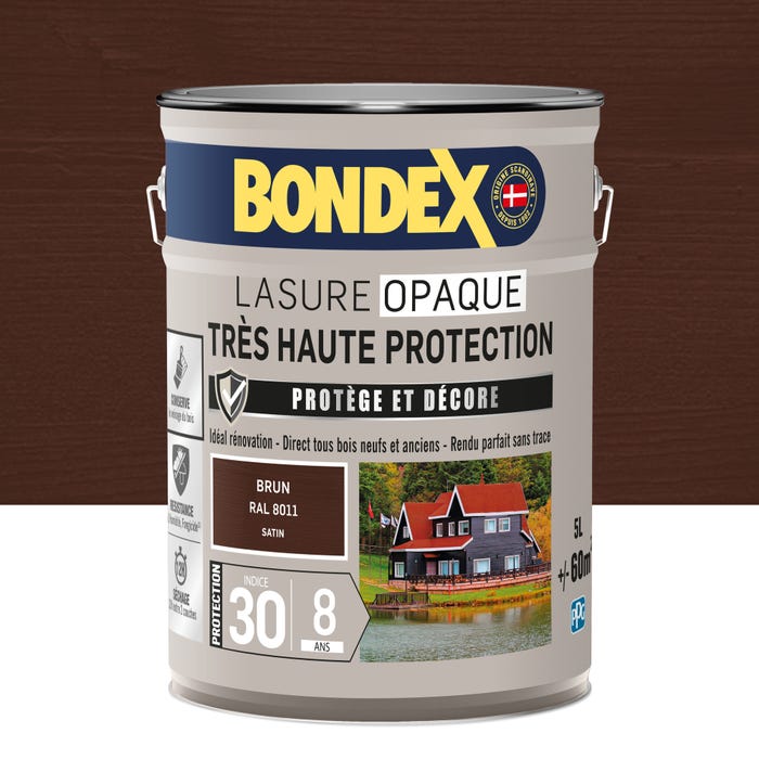 Lasure opaque très haute protection 8 ans brun 5 L - BONDEX 0