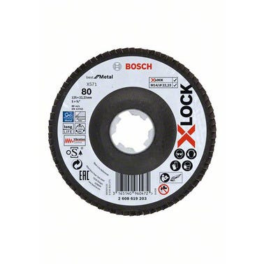 Disque à lamelles X-Lock grain 80 plateau fibre pour meuleuse X-Lock Diam.125 mm - BOSCH PROFESSIONNEL 0
