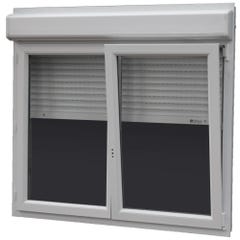 Fenêtre PVC H.125 x l.120 cm oscillo-battant 2 vantaux avec volet roulant intégré blanc 0